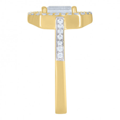 14K GOLD SQUARE STONE RING