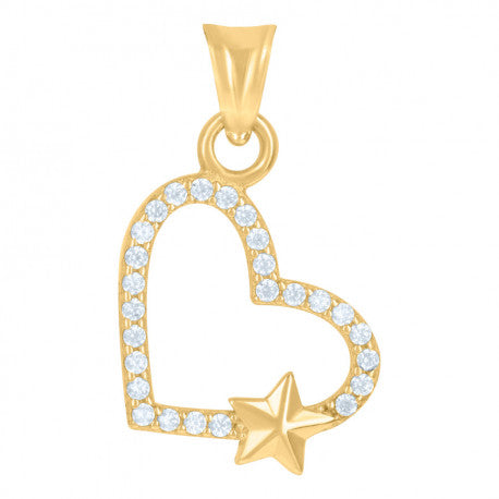 14K GOLD HEART + STAR PENDANT
