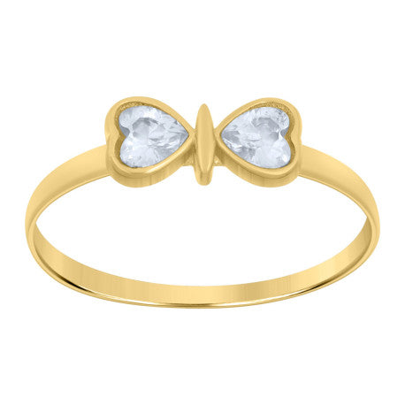 14K GOLD HEART BUTTERFLY RING
