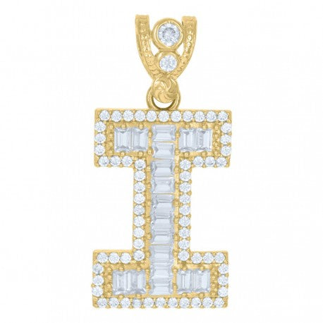 10K GOLD BAGUETTE LETTERS PENDANT