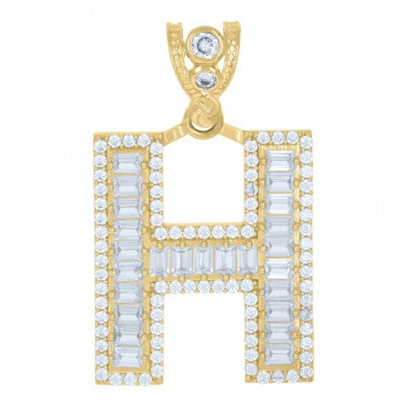 10K GOLD BAGUETTE LETTERS PENDANT