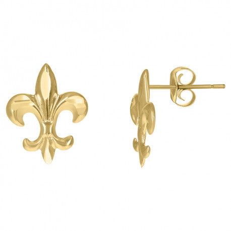 10K GOLD FLEUR DE LIS SYMBOL EARRINGS