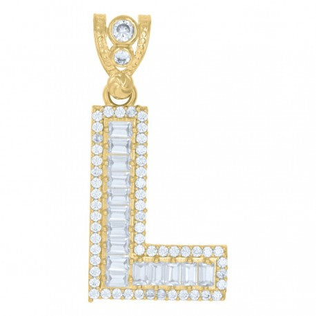 10K GOLD BAGUETTE LETTERS PENDANT