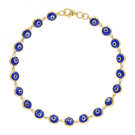 10K GOLD ENAMEL EVIL EYE GOOD LUCK BRACELET