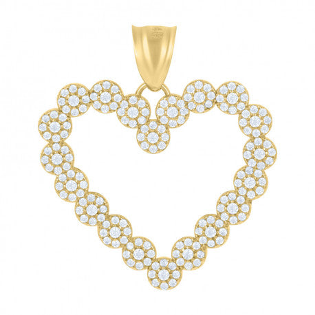 14K GOLD CIRCLE FLOWER HEART PENDANT