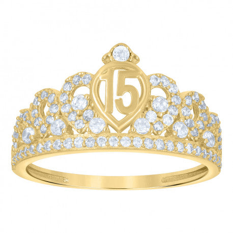 14K GOLD 15TH CROWN RING