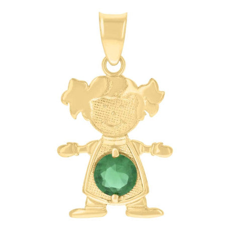 10K GOLD GIRL BIRTHSTONE COLOR MONTH PENDANT