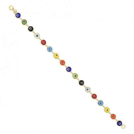 10K GOLD ENAMEL EVIL EYE GOOD LUCK BRACELET