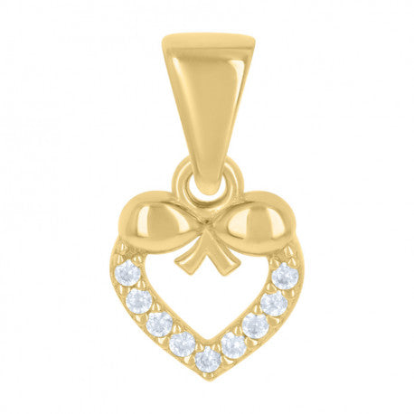 14K GOLD HEART + RIBBON PENDANT