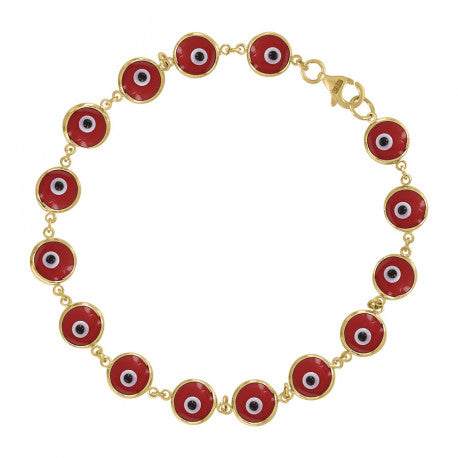 10K GOLD ENAMEL EVIL EYE GOOD LUCK BRACELET
