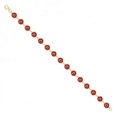 10K GOLD ENAMEL EVIL EYE GOOD LUCK BRACELET